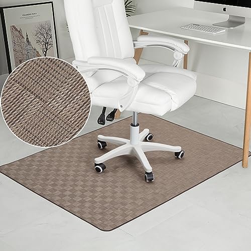 Chair Mat for Hardwood & Tile Floor, 47" x 52" Heavy Duty Office Chair Mat for Rolling Chairs, Anti Slip, Non-Curve, Floor Protector for Home Office, Brown Square by RccugmatS