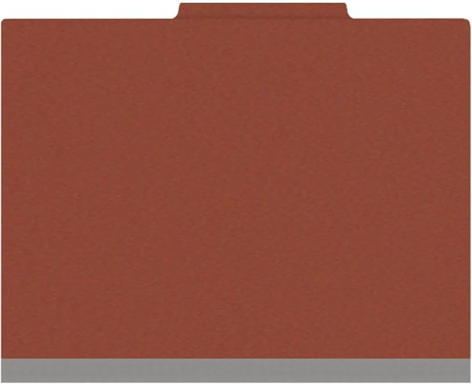 25 Pt. Pressboard Classification Folders, 2/5 Cut ROC Top Tab, Letter Size, 2 Dividers, Brick Red (Box of 10) - Image 3