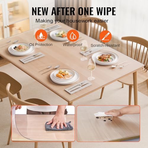 VEVOR Plastic Table Cover, 24 x 48 Inch 1.5 mm Thick Frosted PVC Desk Mat Protector, Waterproof & Easy Cleaning Desk Pad Tablecloth, for Office, Dresser, Dining Room,Night Stand - Image 4
