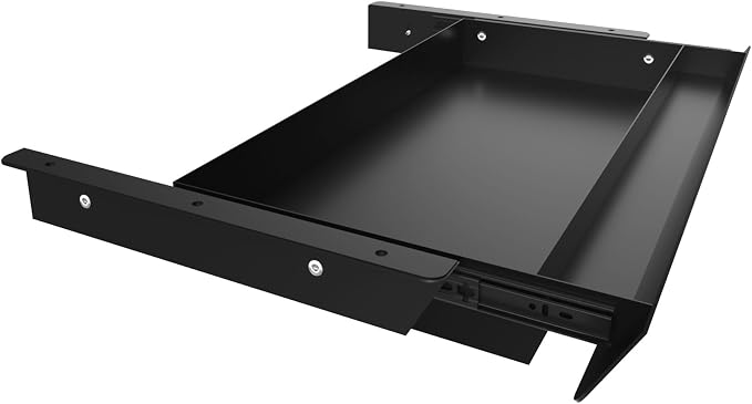 Large Under Desk Mounted Sliding Drawer with Pencil Tray and 60 Degree Tilt Panel to Pull Out, 22'' Long & 13'' deep Large Storage Organizer for Sit Stand Workstation by GAXOMO