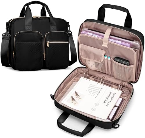 3 Ring Zipper Binder, 2 Inch Ring Binder Organizer Bag with Strap by Prokva