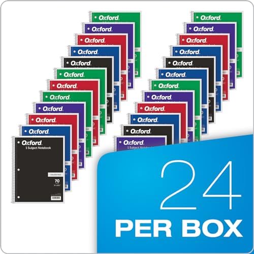 Oxford Spiral Notebooks, Bulk College Ruled Spiral Notebooks for School, 1-Subject, College Ruled Paper, 70 Lined Sheets, 24 per Pack, 3-Hole Punch, Colors May Vary (65021) - Image 6