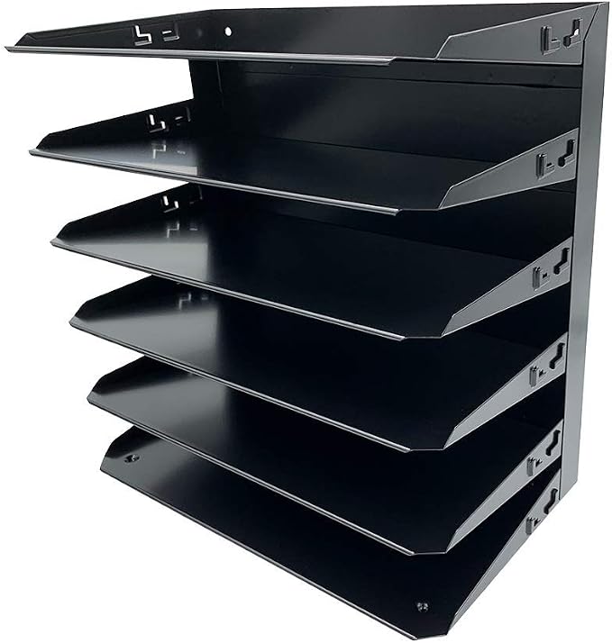 Huron Desktop Horizontal 6-Slot Legal File Binder Organizer Storage Letter Tray, Black Commercial Grade Steel by Huron