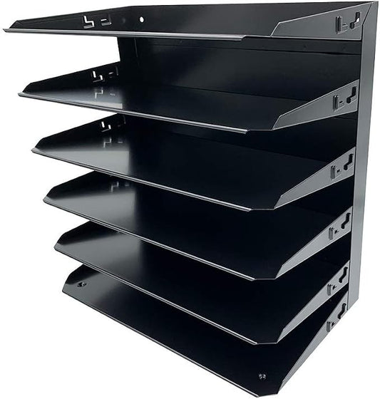 Huron Desktop Horizontal 6-Slot Legal File Binder Organizer Storage Letter Tray, Black Commercial Grade Steel by Huron