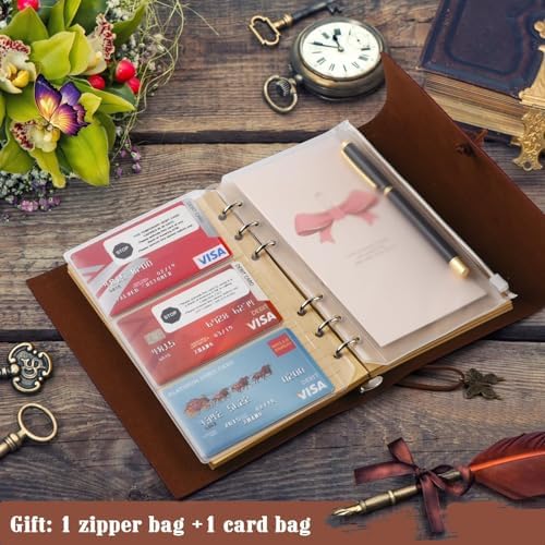 10 Pack PU Leather Journal Notebook, Refillable Journal Bulk, Vintage Travel Journals for Writing, Gift Diary Journal for Women, Men, Girls, 100GSM Lined Paper, Each 160 Pages & 2 Pockets (A6, 5"x7" ) - Image 5