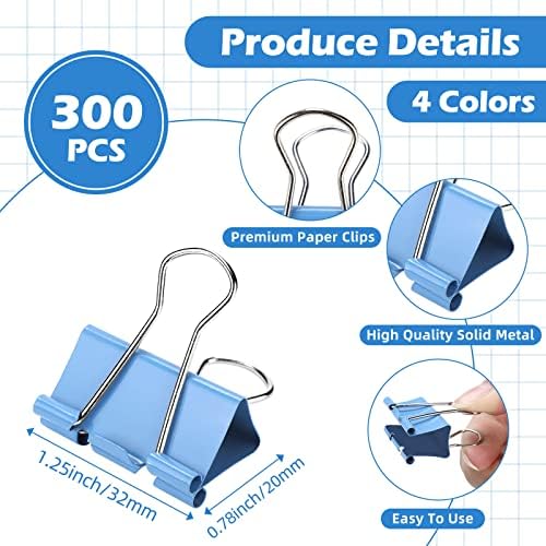 Yexiya 300 Pcs Medium Binder Clips, 1.25 Inch Paper Clamps,Assorted Colors - Image 2