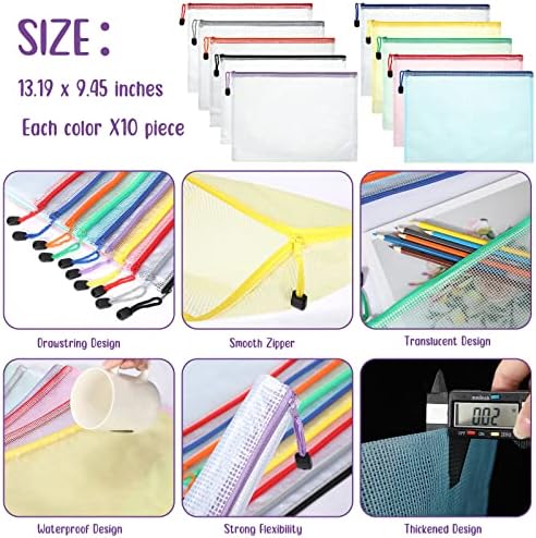 Zhehao 100 Pcs A4 Mesh Zipper Pouch Bag Bulk Mesh Pouch with Zipper - Image 2