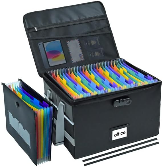 File Box with Hanging Folders Important Fireproof Document Organizer with Lock Collapsible Portable File Box with Handle for Home or Office for Hanging Letter & Legal Folder by Unknown