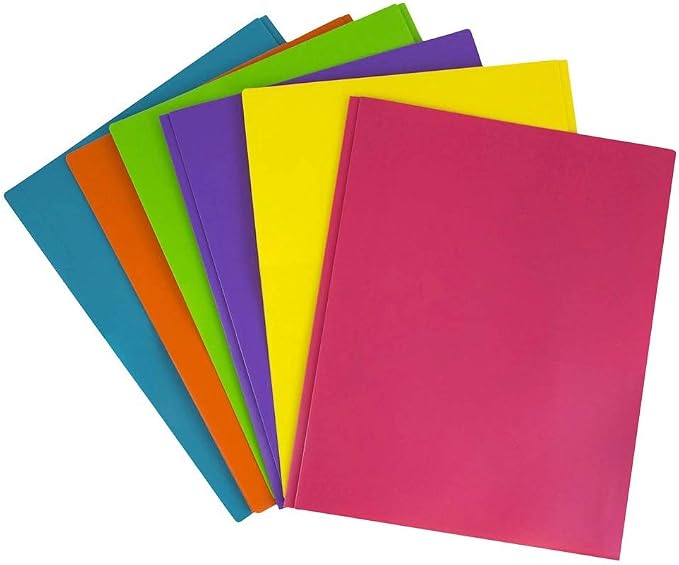 JAM PAPER Plastic Color POP Folders - 2 Pocket Durable Folders with Metal Prongs Fastener Clasps - Assorted Fashion Colors - 6/Pack - Image 3
