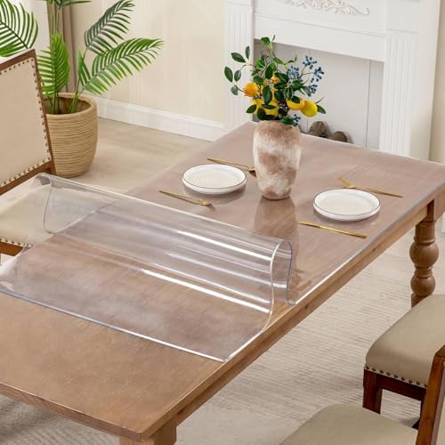 20 x 32 Inch Clear Table Cover Protector, 2mm Thick Clear Table Protector for Dining Room Table, Plastic Table Cover, Waterproof Table Pad for Kitchen, Office - Image 3