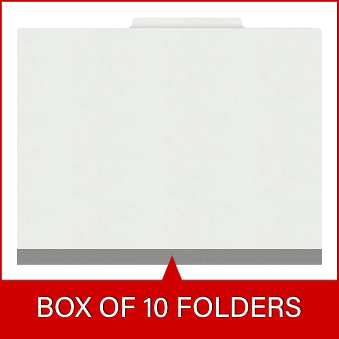 Heavy Duty End Tab Color Folders, 2/5 Cut ROC Top Tab, Letter Size, 2 Divider, White (Box of 10) - Image 6
