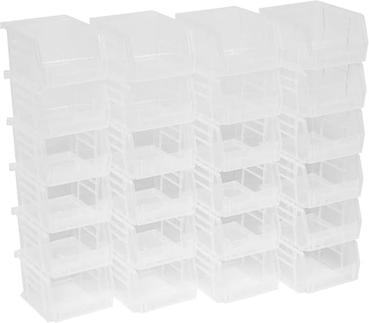 Akro-Mils 30210 AkroBins Plastic Storage Bins, 5"x4"x3", Clear, 24-Pack | Space-Saving Stackable Bins for Garage, Pantry, Craft Organization by Akro-Mils