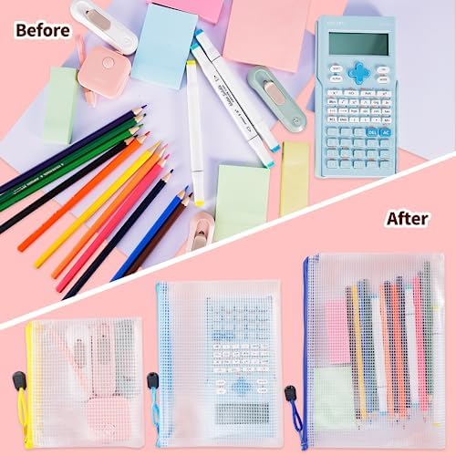 88pcs Mesh Zipper Pouch Bags - 8 Sizes Plastic Zipper Pouches for Organization, Mesh Bags with Zipper, Waterproof Clear Travel Pouches, UMETDO File Bag with Zipper for Office Supplies, Variety Pack - Image 6