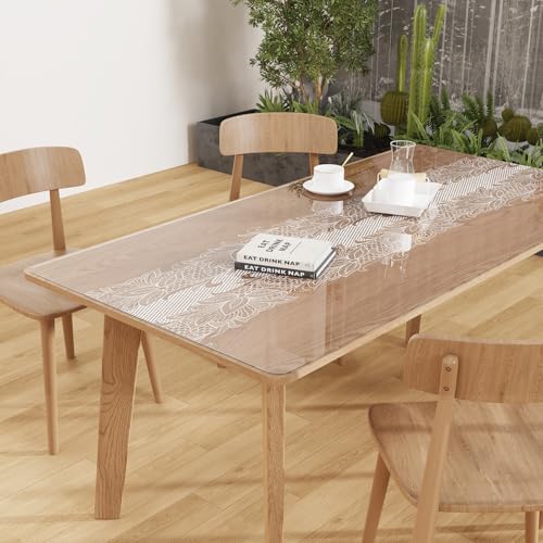 Crystal Clear Plastic Table Cover Protector with Lace Pattern, 36" x 60" by FURKIT