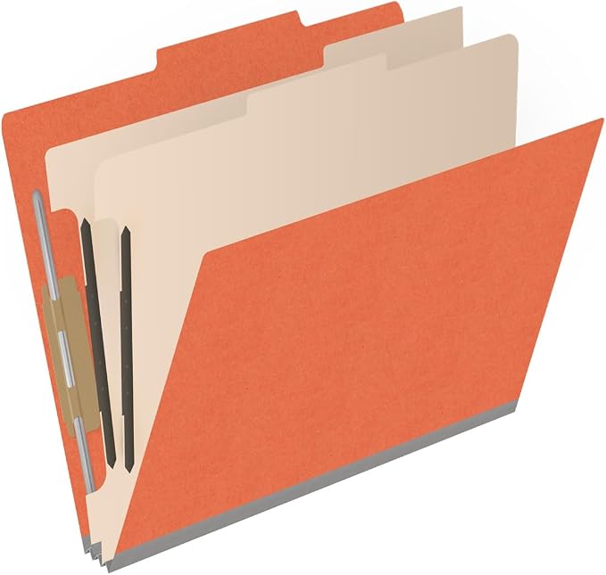 Heavy Duty End Tab Color Folders, 2/5 Cut ROC Top Tab, Letter Size, 2 Divider, Orange (Box of 10) - Image 2