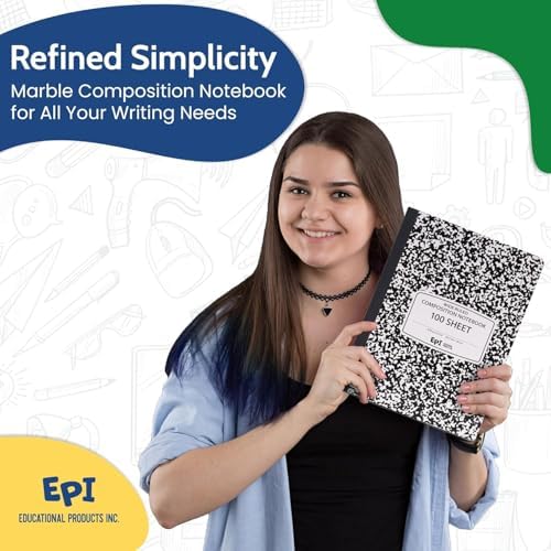 960 Pack (Pallet) EPI Wide Ruled Composition Notebook Bulk, 200 pages (100 Sheets), 9-3/4 x 7-1/2, Black Marble, Bulk School Supplies, Heavy Duty, Durable Office Notebooks, Sturdy Sewn Binding - Image 7