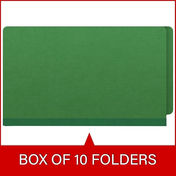 Ecom Folders End Tab Pressboard File Folders | Legal Size 25 Pt Stock with 2" Tyvek Expansion | Full Cut Tabs for Medical Charts, Legal Documents & Office Records | Moss Green, Box of 25 - Image 6