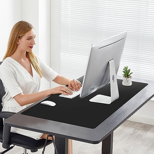 Cacoy 36"x20" XXL Leather Desk Mat Black, Waterproof Desk Blotter Protector - Image 2