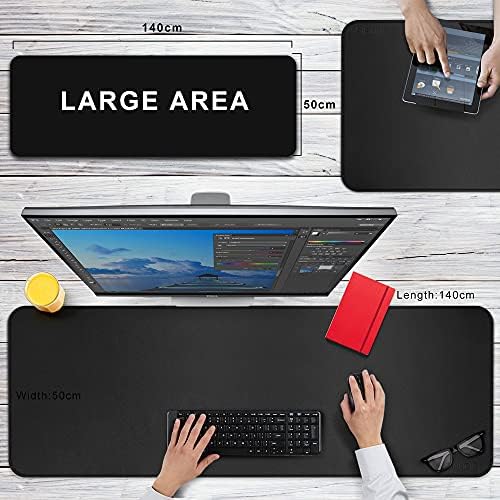CENNBIE Leather Desk Mat,55" x 19.6" Extra Large Desk Pad Protector (Black) - Image 2
