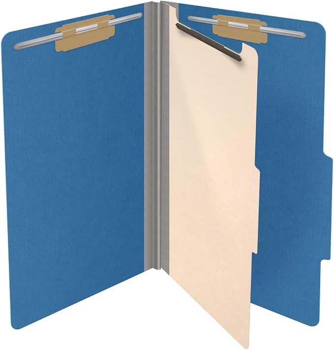 25 Pt. Pressboard Classification Folders, 2/5 Cut ROC Top Tab, Legal Size, 1 Divider, Royal Blue (Box of 10) - Image 4