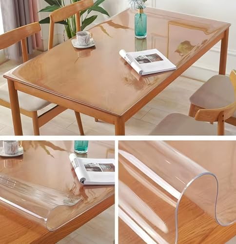 2mmClear Dining Table Cover Mat PVC Table Pad Protector Waterproof Plastic Table Cover, 46"x68"Durable for Coffee Table Countertop Dining Room Table Office Desk Wood Furniture - Image 6