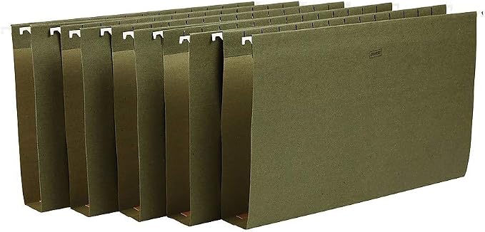 Staples Hanging File Folders, Letter Size, 2" Expansion, 1/5‑Cut Tabs, Standard Green – Durable Everyday Filing, 25‑Pack - Image 2