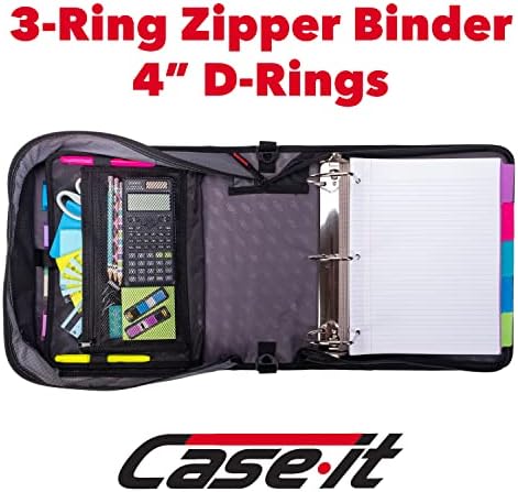 Case-it King Sized Binder 4-Inch D-Ring Jet Black | 800 Sheet Capacity | 5 Subject File Folder | With Shoulder Strap | Pack of 4 - Image 2