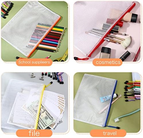 Zhehao 200 Pcs A4 Mesh Zipper Pouch Bags, Mesh Bags Bulk, Multicolor - Image 5