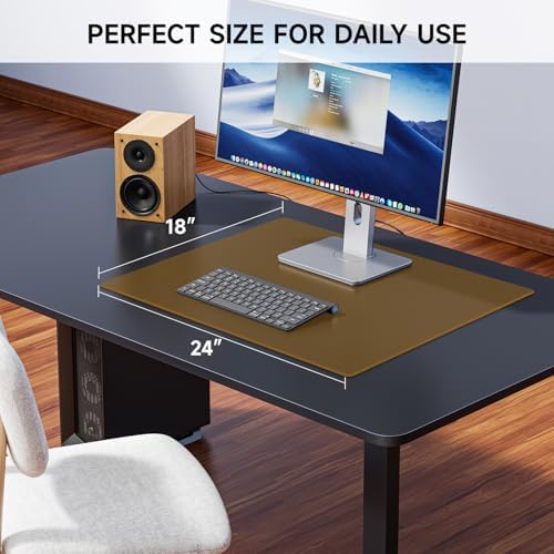 VASUHOME 24" x 18" Brown Tempered Glass Desk Mat - Multi-Functional Desk Pad for Keyboard and Monitor Protection, Dry Erase Surface, Ideal Table Top Protector for Home & Office - Image 5