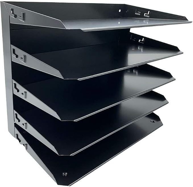 Huron Desktop Horizontal 5-Slot Legal File Binder Organizer Storage Letter Tray, Black Commercial Grade Steel - Image 3