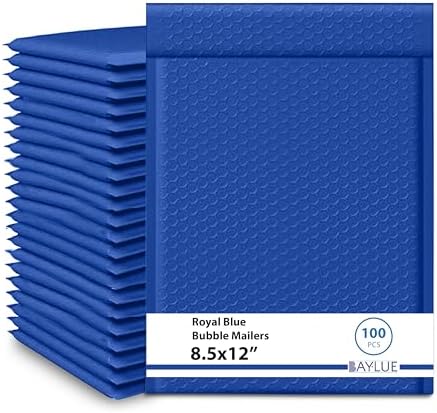 Royal Blue Bubble Mailers 8.5x12, Poly Padded Envelopes #2, 100 Pack by BAYLUE