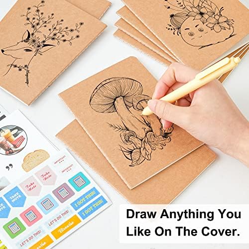 feela 170 Pack Blank Kraft Notebooks, Unlined Sketchbook Mini Cute Note Pad for Drawing Writing, Journal Bulk For Kids Students Office School Supplies, A6, 48 Pages, 4.25” X 5.5”, Brown - Image 3