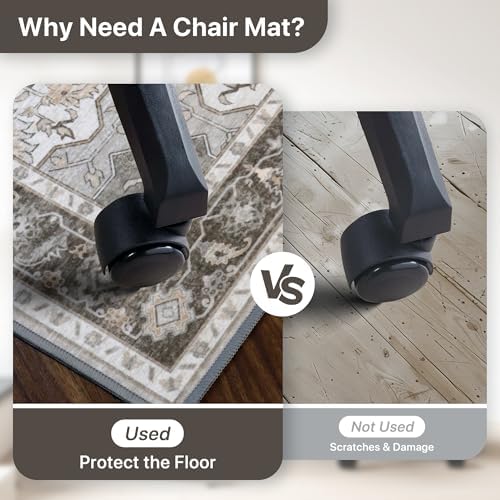 48"x72" Office Chair Mat for Hardwood Floor, Non-Slip Washable Tawny Grey - Image 4
