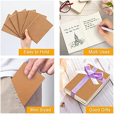 feela 170 Pack Blank Kraft Notebooks, Unlined Sketchbook Mini Cute Note Pad for Drawing Writing, Journal Bulk For Kids Students Office School Supplies, A6, 48 Pages, 4.25” X 5.5”, Brown - Image 6