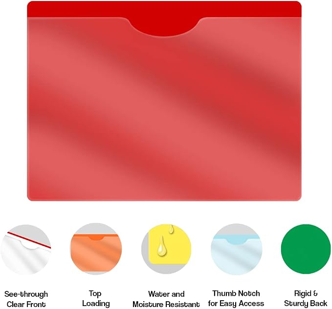 Assorted Plastic Folders with Pockets and Clear Cover, Doctor Stuff, Letter Size, Top Loading Vinyl File Folders, Job Jacket, Documents Holder, Pack of 100 - Image 4