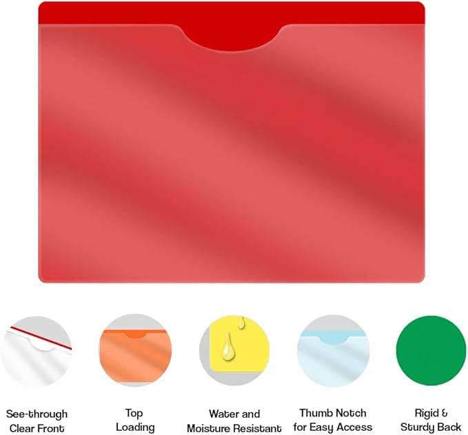 Assorted Plastic Folders with Pockets and Clear Cover, Doctor Stuff, Letter Size, Top Loading Vinyl File Folders, Job Jacket, Documents Holder, Pack of 100 - Image 4