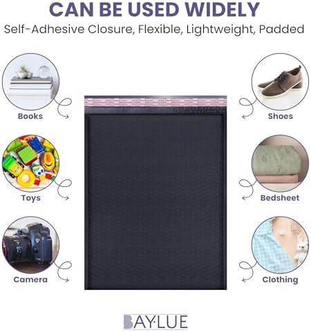 Black Bubble Mailers 10x13, Self Seal Poly Padded Envelopes, 100 Pack Bulk - Image 5