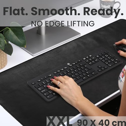 Full Grain Leather Desk Pad, Black, XL (35.4 x 15.7 inch) - Image 3
