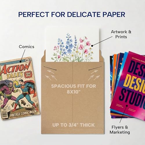 BOX USA Rigid Mailers 9" x 11" (100-Pack) - Kraft Mailer Envelopes for Photos, Certificates, Documents - Stay Flat - Image 3