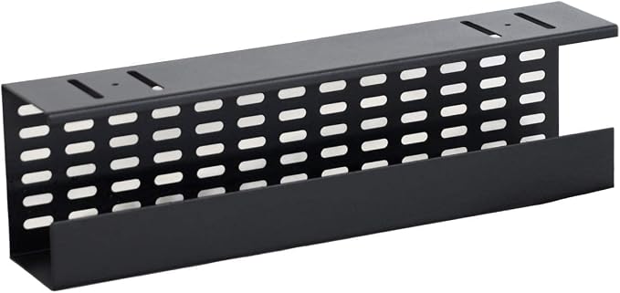 AEONS Under Desk Cable Management Tray Black Horizontal 16-inch Under Desk Removable C Clamp Mount Computer Cord Raceway and Modesty Panel - Image 8