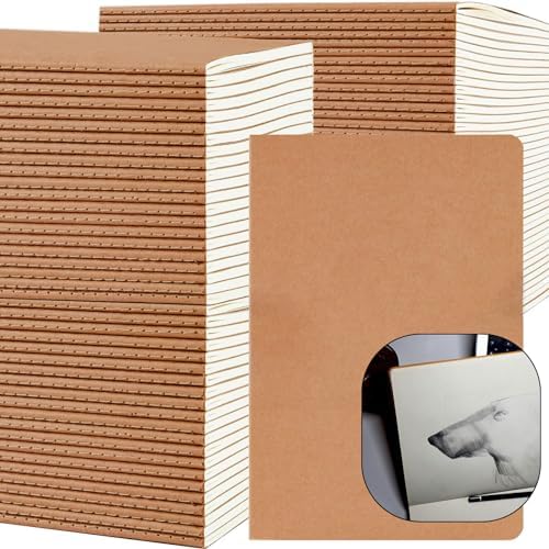 100 Pack A5 Lined Kraft Notebook Journals 8.3x5.5 In，Travel Journals Notebooks Bulk，Subject Notebooks 34 Sheets 68 Pages for Writing School Office Supplies (Blank-100 Pack) by PetPartisan