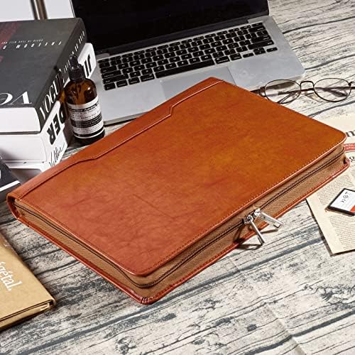 Vegan Leather Portfolio Binder, 3 Ring Binder Padfolio, Brown Leather Binder Portfolio with Zipper, Handmade Portfolio Oranizer, Personalized Portfolio Folder for Lefty & Righty (Brown, Non-Custom) - Image 6