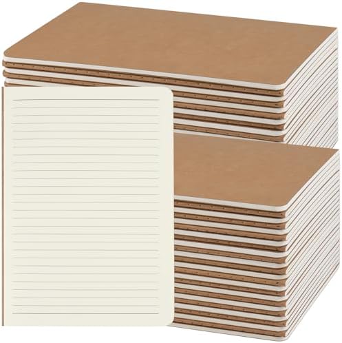 ZCZN 50 Pack A5 Kraft Notebooks Bulk, 8.15x5.5 Inches Lined Paper Journaling Notebooks, Notebooks for Work, Composition Notebooks for School, Journal Notebooks for Office, 60 Pages by ZCZN