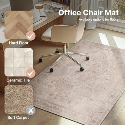 36"x48" Office Chair Mat for Hardwood Floor, Non-Slip Washable Light Pink - Image 3