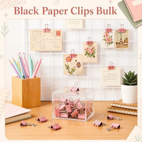Yexiya 300 Pcs Binder Clips Bulk, 0.75 Inch Paper Clamps,Pink - Image 4