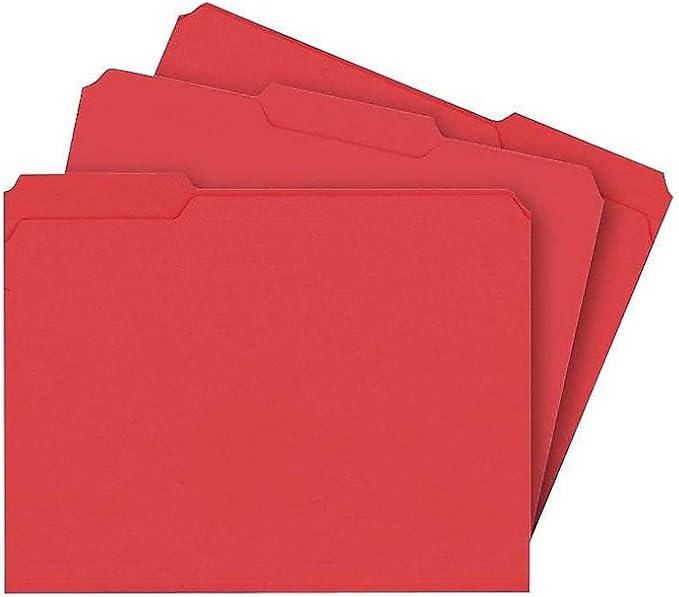 Staples Reinforced Colored File Folders, Letter Size, 3‑Tab Design, Red, Heavy‑Duty Construction, 100/Box - Image 6