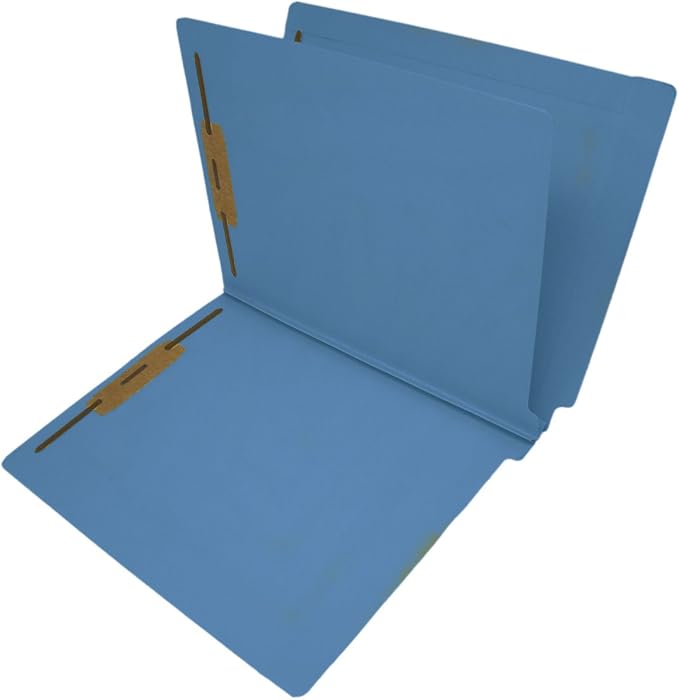 14 Pt. Blue Classification Folders, Full Cut End Tab, Letter Size, 1 Divider (Box of 25) by Ecom+Folders