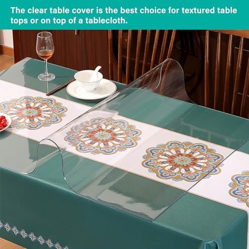 40X63 Inch Clear Table Protector 1.5mm Thick Plastic Table Cover Protector Waterproof Tablecloth Cover Rectangle Vinyl Desk Top Writing Mat PVC Table Pad for Wood Coffee Dining Room Tabletop - Image 5