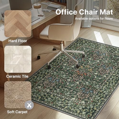 48"x60" Office Chair Mat for Hardwood Floor, Non-Slip Washable Moss Green - Image 3