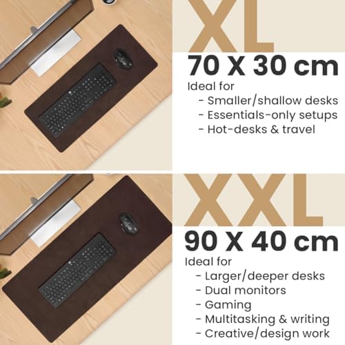 Full Grain Leather Desk Pad, Dark Brown, L (27.6 x 11.8 inch) - Image 4